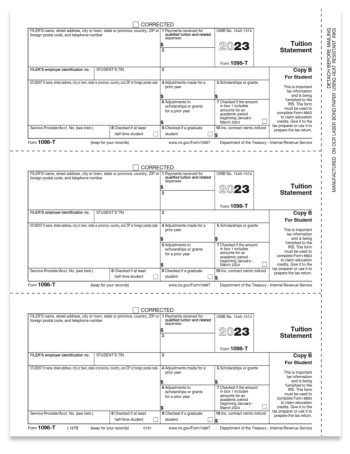 1098T Tax Forms for 2023, Tuition Statement, Official Student Copy B 1098-T Forms - DiscountTaxForms.com