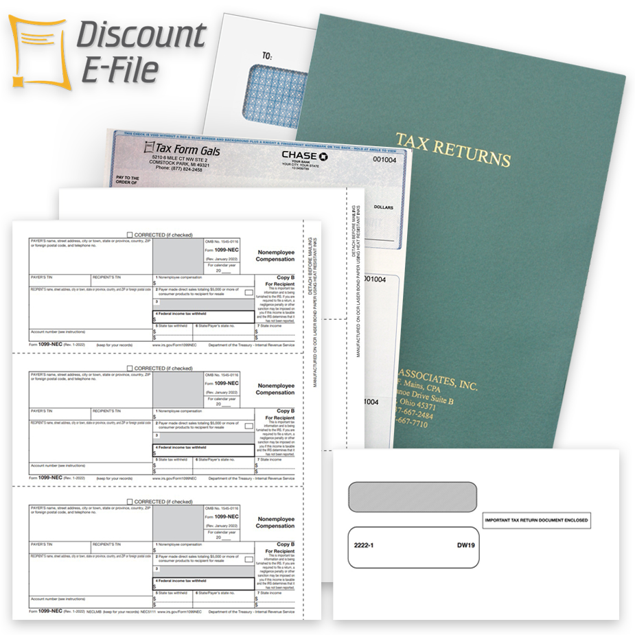 Discount Tax Forms 1099 & W2 Filing, Tax Folders, Envelopes and Business Checks at Big Discounts, No Coupon Needed - DiscountTaxForms.com