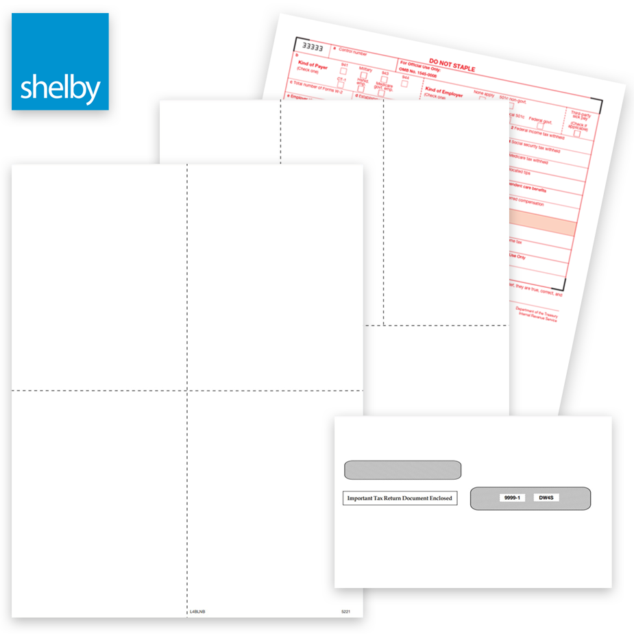 1099 & W2 Tax Forms for Shelby Software, Guaranteed Compatible Official Forms, Blank Perf Paper and Envelopes - DiscountTaxForms.com