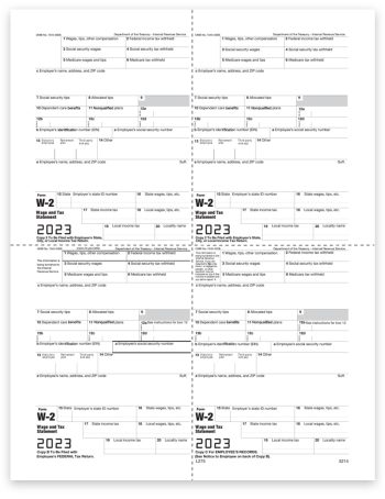W2 4up Form M Style Quadrant Box Layout - DiscountTaxForms.com