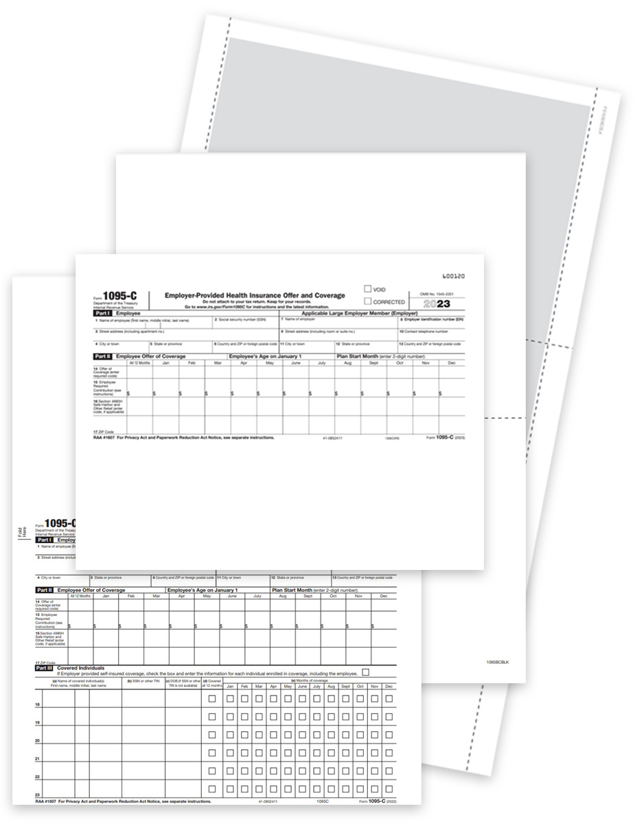 1095C ACA Forms for 2023. Official IRS Forms, Software Compatible, Blank Perf Paper and Envelopes - DiscountTaxForms.com