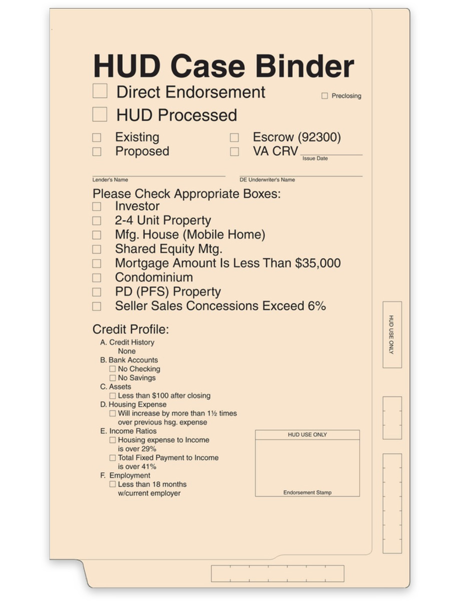 Order HUD Case Binders in Bulk and Save. Manila Stock with Fasteners - DiscountTaxForms.com