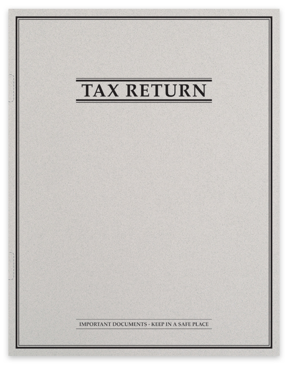 Side Staple Client Tax Return Cover , Grey Sone-Finish Paper with Border, "Important Documents" FL42G at Discount Prices, No Coupon Code Needed - DiscountTaxForms.com
