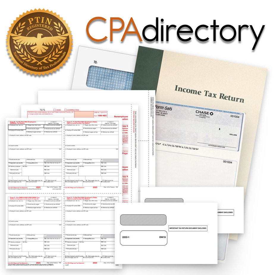 PTIN Directory and CPA Directory Members Order Tax Forms, Business Checks and Client Presentation Materials at Discount Prices - DiscountTaxForms.com