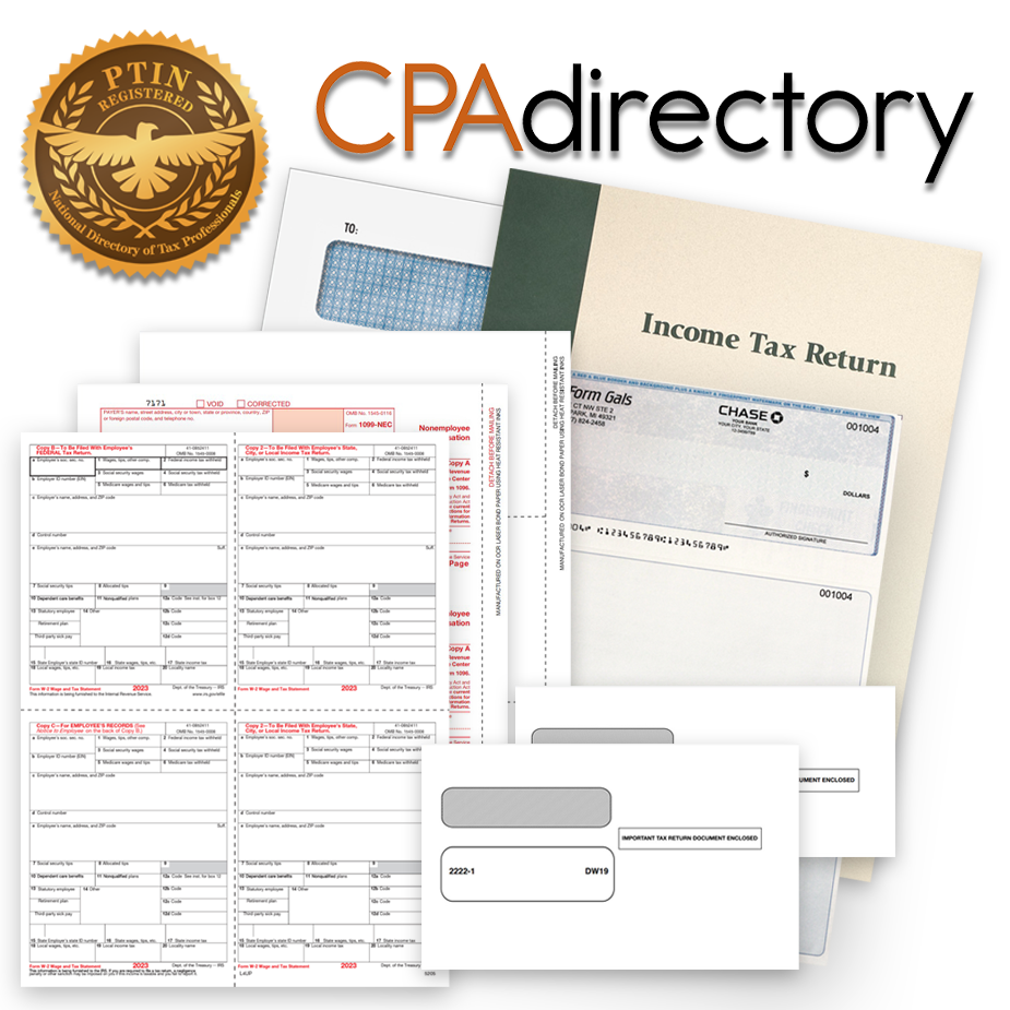 PTIN Directory and CPA Directory Members Order Tax Forms, Business Checks and Client Presentation Materials at Discount Prices - DiscountTaxForms.com