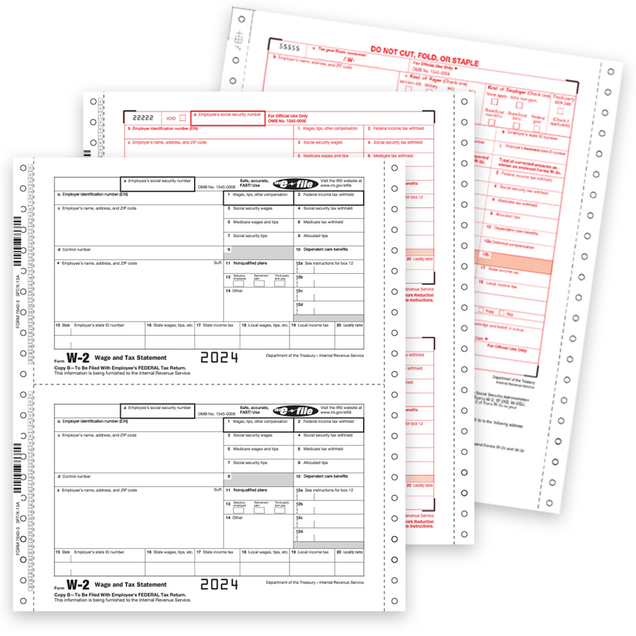 W2 Continuous Carbonless Forms for 2024, Multi-Part W-2 Forms- DiscountTaxForms.com