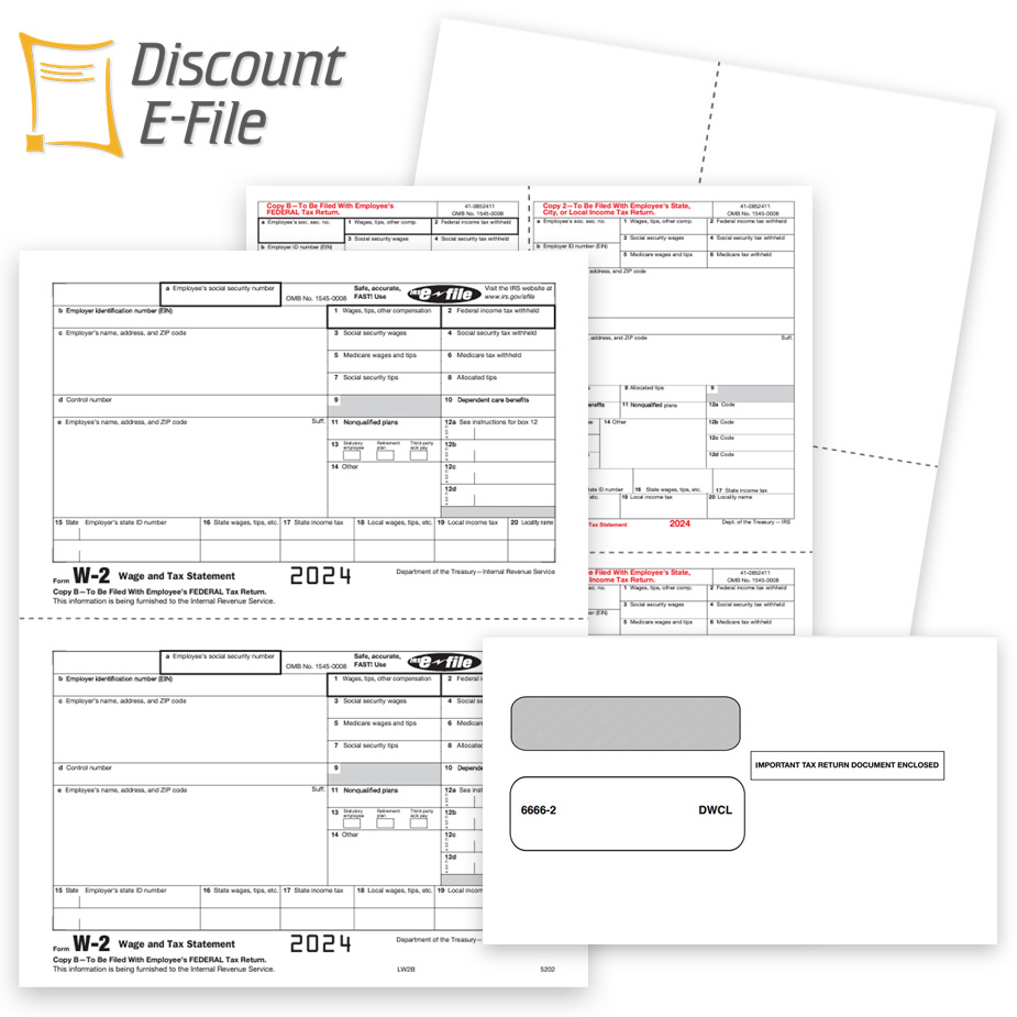 W2 Tax Forms and Envelopes for 2024 - DiscountTaxForms.com