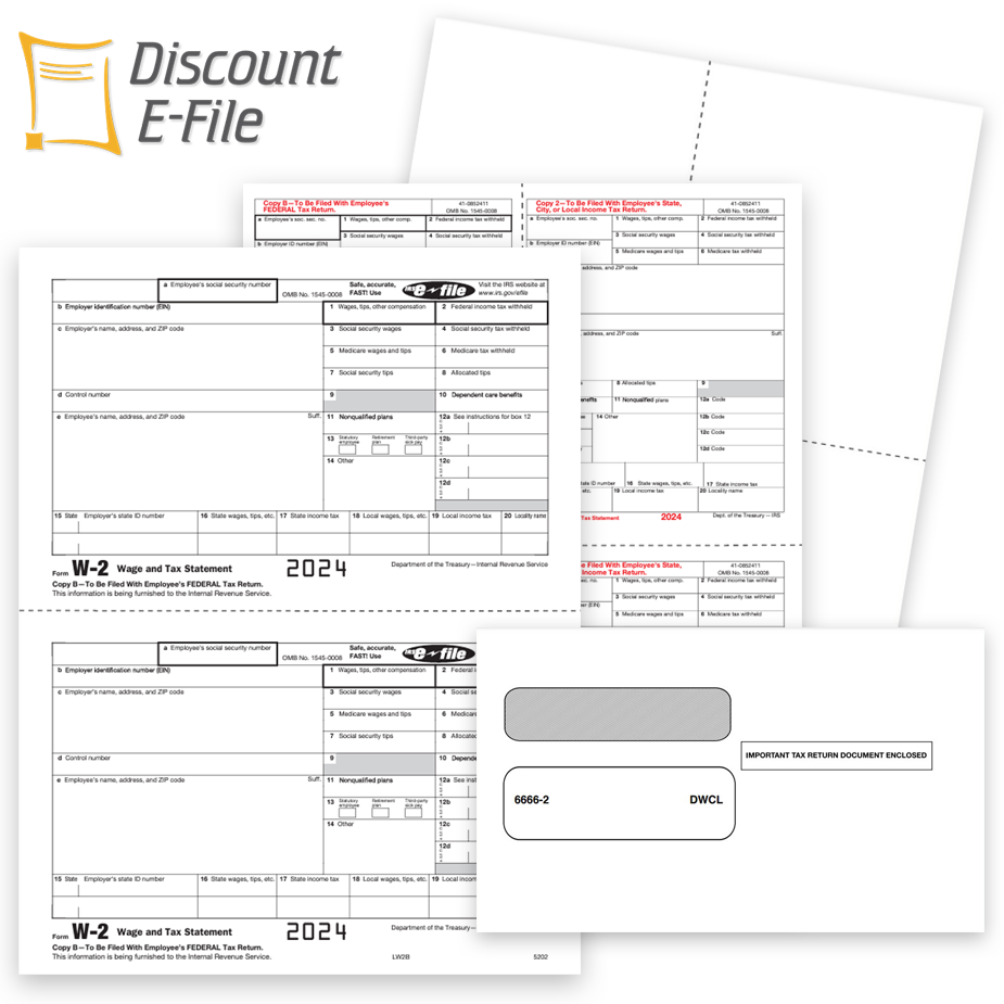 2024 W2 Tax Forms and Envelopes Sets at Discounts, No Coupon Code Needed - DiscountTaxForms.com