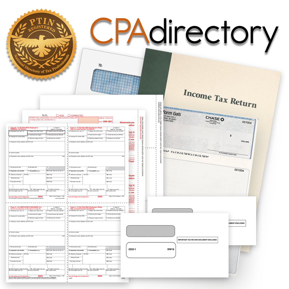 PTIN Directory and CPA Directory Members Get Special Discounts on 1099 & W2 Tax Form Filing, Client Tax Return Folders and Envelopes from The Tax Form Gals - DiscountTaxForms.com