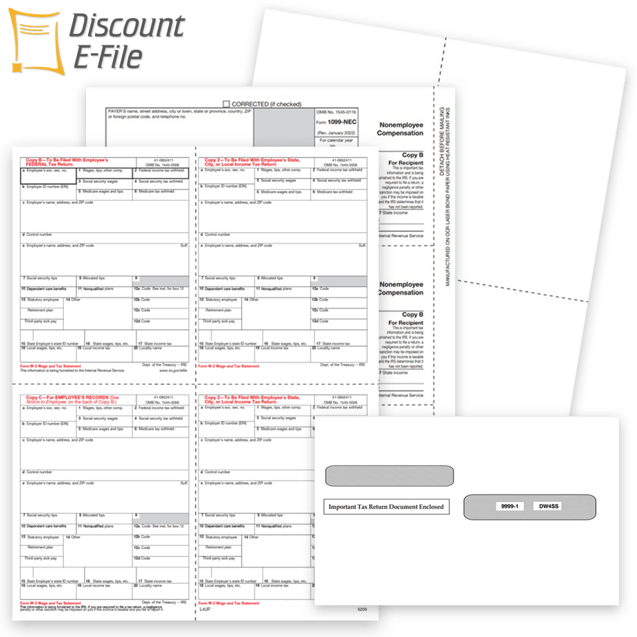 1099 & W2 Filing for Small Business with Forms, Envelopes, Software and E-File Options, Plus a Guide to Making the Best Choice - DiscountTaxForms.com