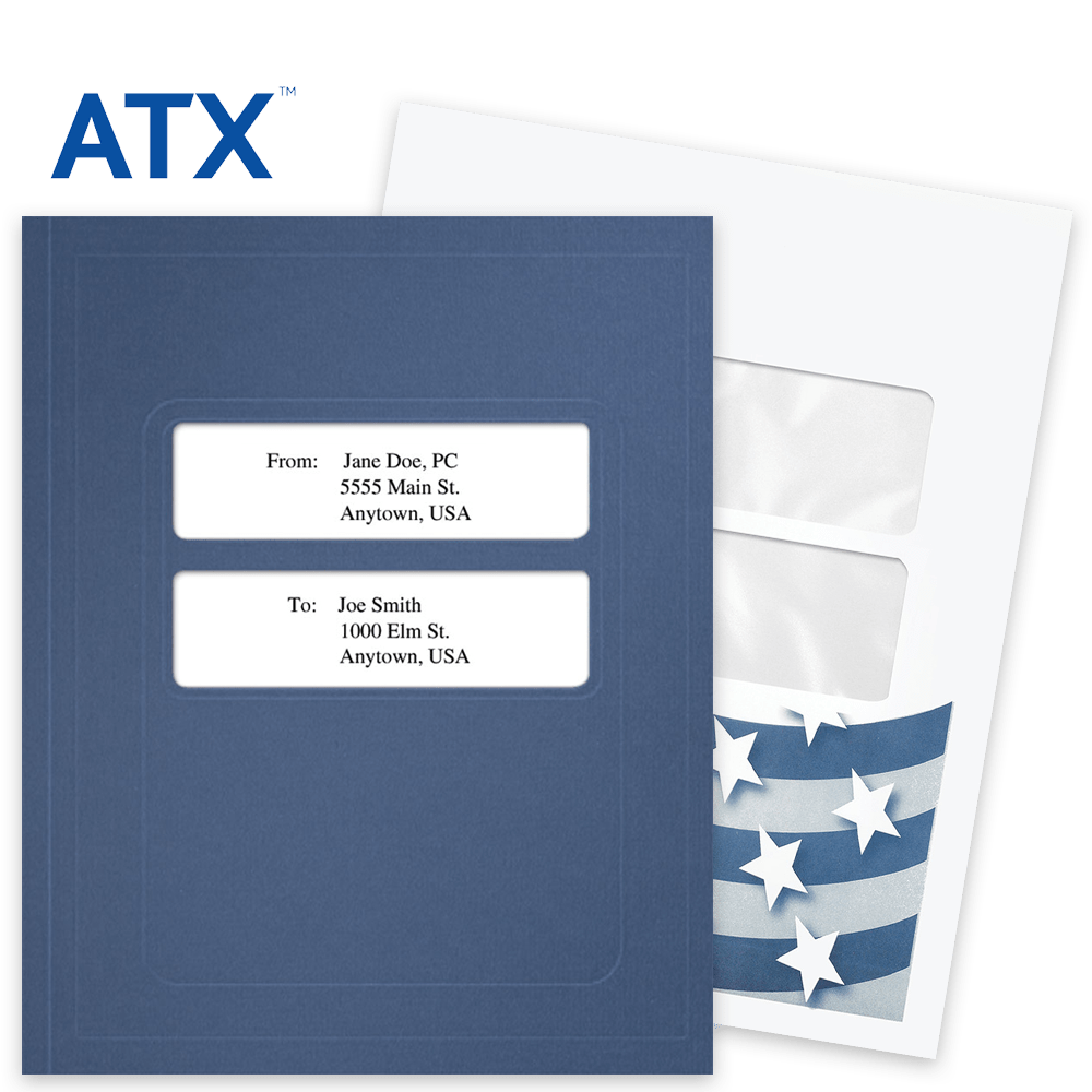 ATX Tax Software Compatible Window Folders and Envelopes for Client Presentation - DiscountTaxForms.com