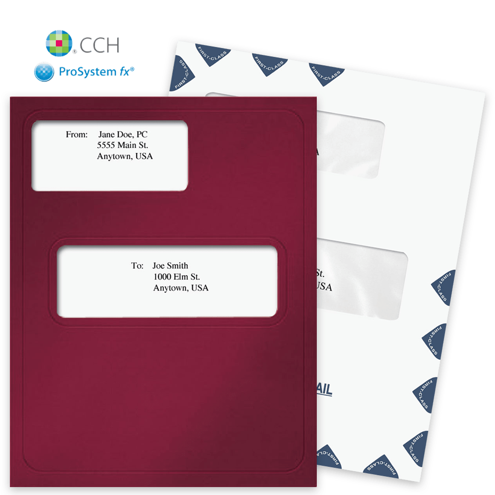 CCH ProSystem fx Tax Software Compatible Window Folders and Envelopes for Client Presentation - DiscountTaxForms.com