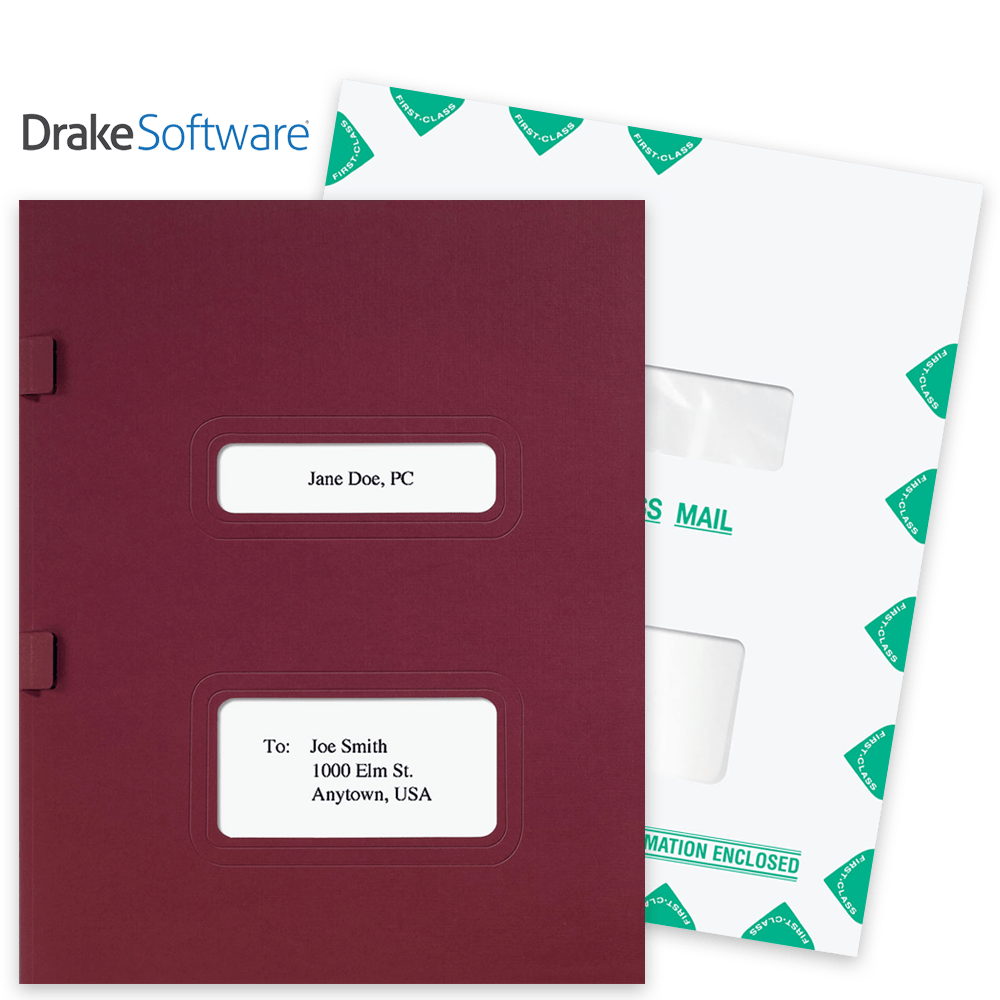 Drake Tax Software Compatible Window Folders and Envelopes for Client Presentation - DiscountTaxForms.com