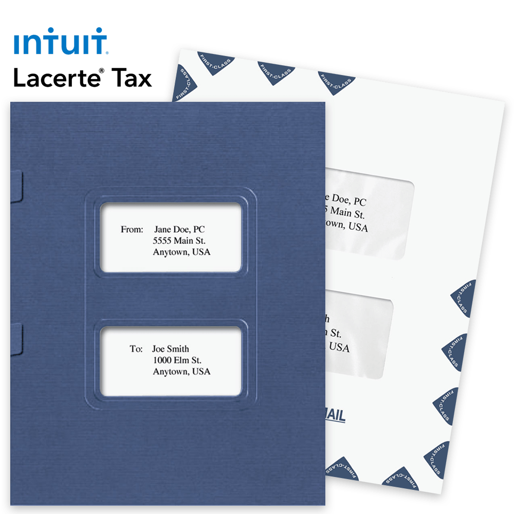 Lacerte Tax Software Compatible Window Folders and Envelopes for Client Presentation - DiscountTaxForms.com