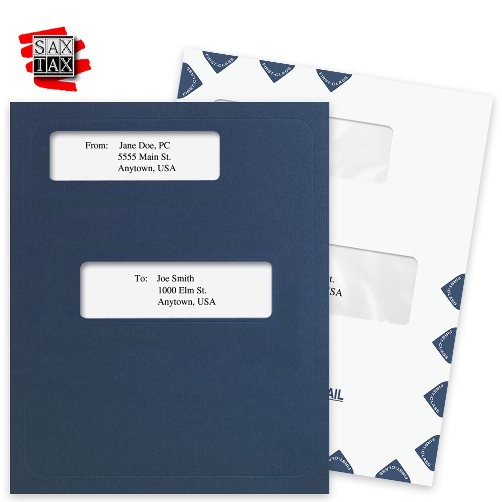 Window Folders and Envelopes for SAXTAX Tax Software, Guaranteed Compatible at Big Discounts, No Coupon Needed - DiscountTaxForms.com