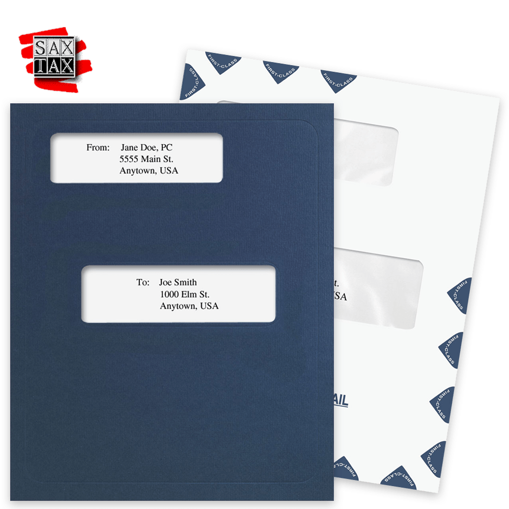 SAXTAX Software Compatible Window Folders and Envelopes for Client Presentation - DiscountTaxForms.com