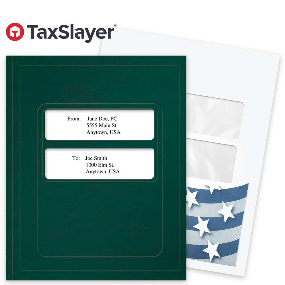 Tax Slayer Software Compatible Window Folders and Envelopes for Client Presentation - DiscountTaxForms.com