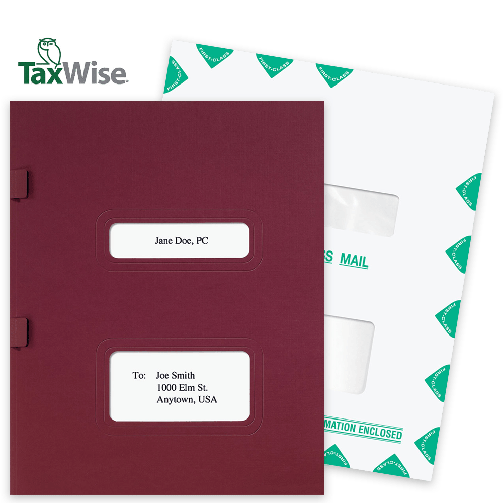 TaxWise Tax Software Compatible Window Folders and Envelopes for Client Presentation - DiscountTaxForms.com