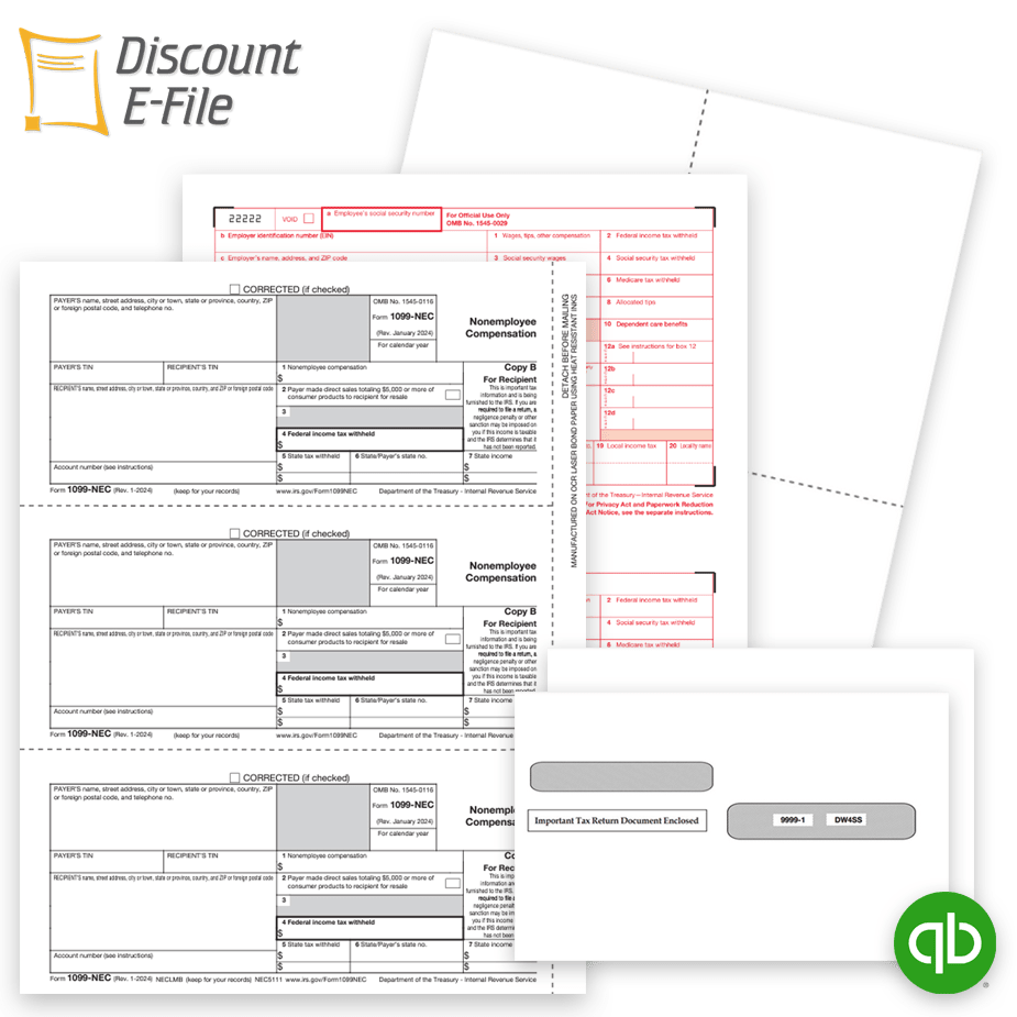 QuickBooks Compatible 1099 W2 Tax Forms and Efile Order QuickBooks Compatible 1099 & W2 Tax Forms and E-file Options at Big Discounts, No Coupon Code Needed - DiscountTaxForms.com