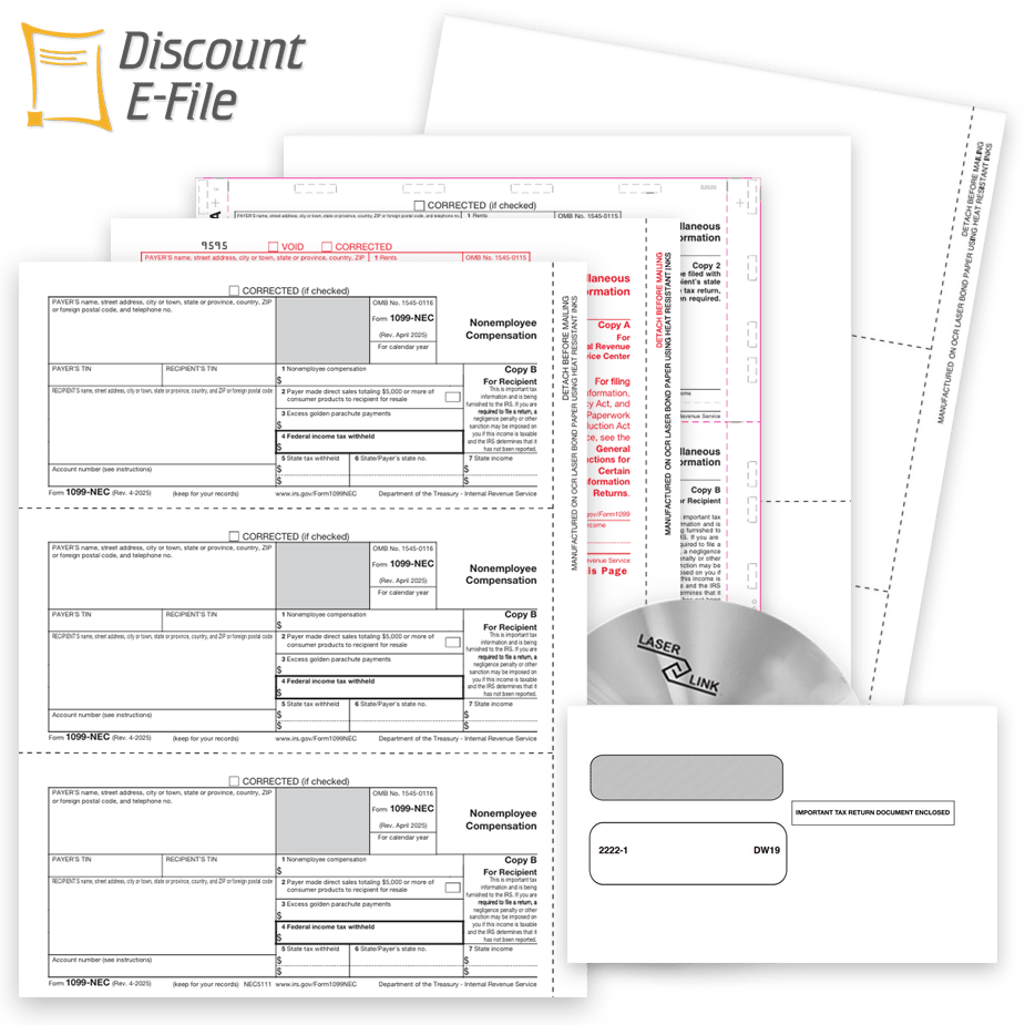 1099 Filing Products, Buy 1099 Forms, Envelopes, Software or File Online and E-File at Discount Prices - No Coupon Needed - DiscountTaxForms.com