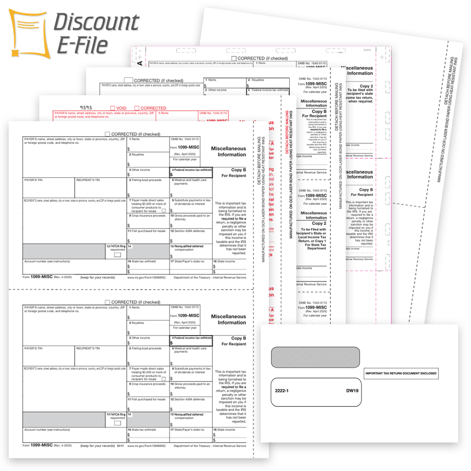 Order 1099MISC Tax Forms, Envelopes and E-Filing at Big Discounts, No Coupon Needed - DiscountTaxForms.com