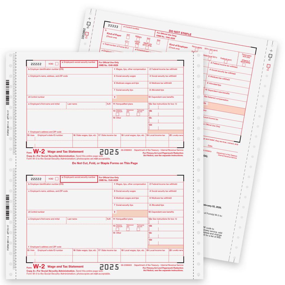 W2 Continuous Forms 2025 Order Continuous W2 Carbonless Forms for 2025 at Big Discounts, No Coupon Needed - DiscountTaxForms.com